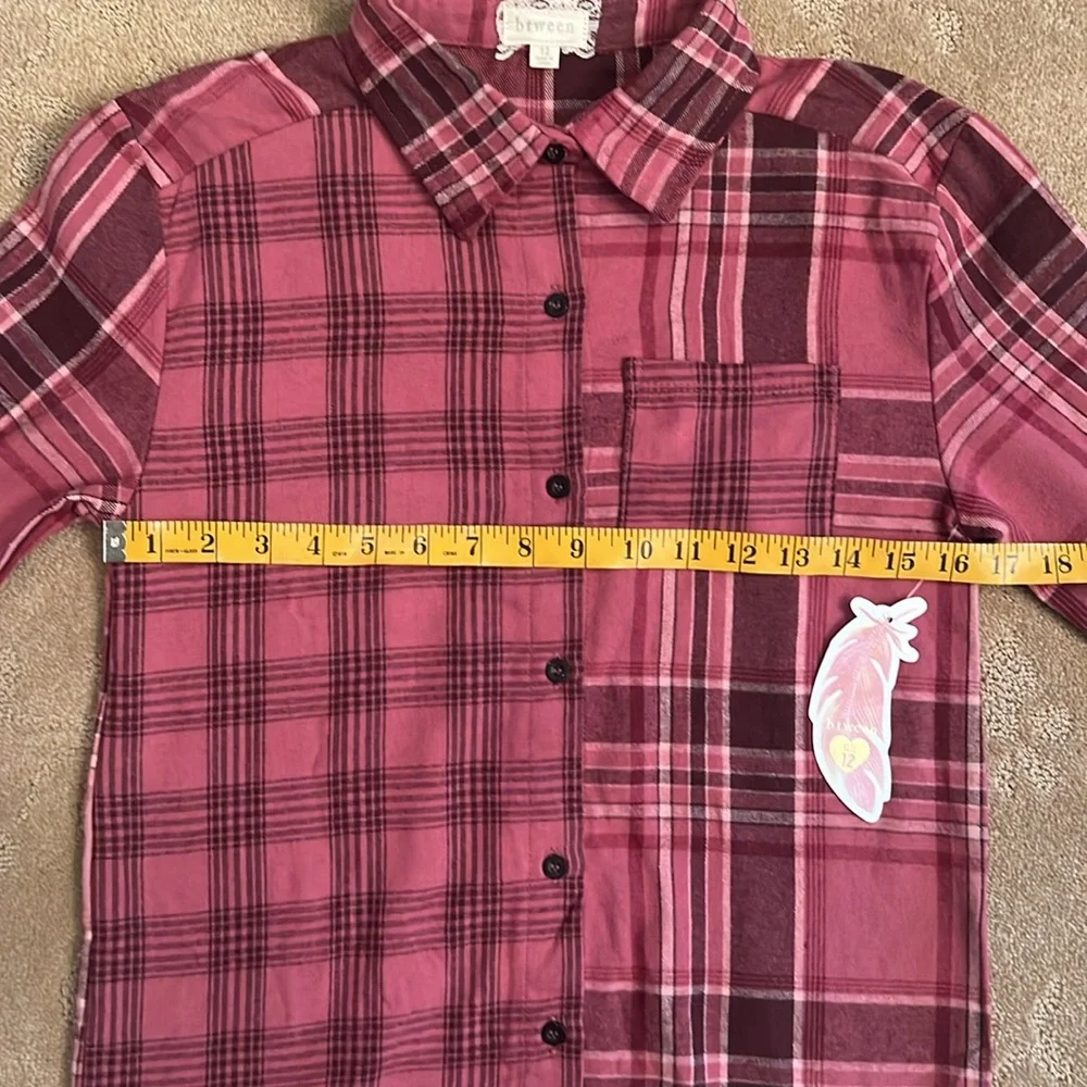 NWT Girls 2 Piece Pink Flannel Shirt & Leggings, Sz 12